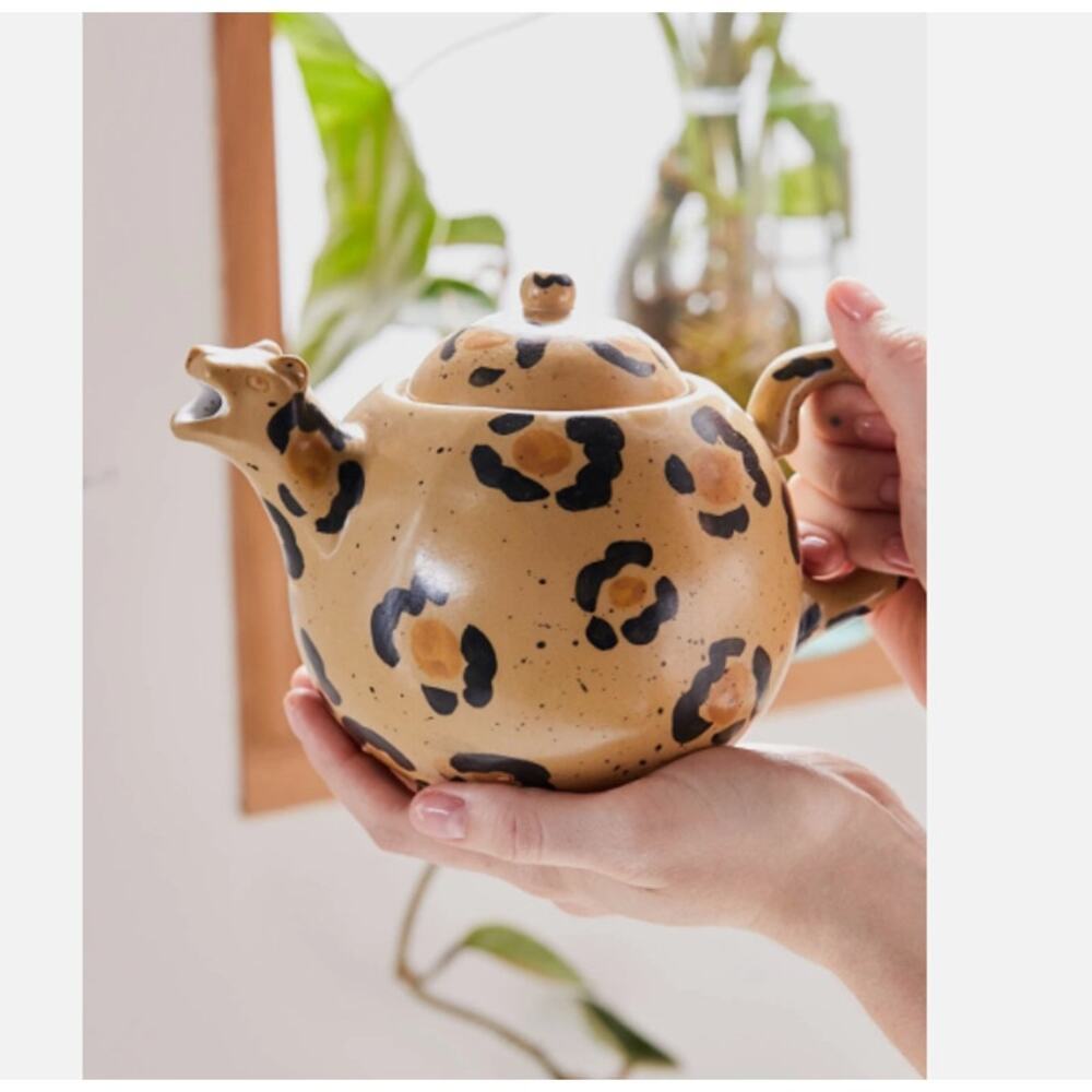 Urban Outfitters Leopard Teapot Animal Print Ceramic Jungle Boho Decor